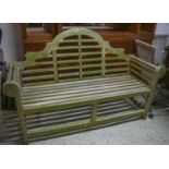 LUTYENS STYLE GARDEN BENCH, weathered teak, 165cm W.