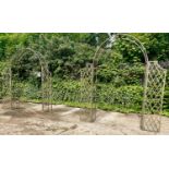 ARCHITECTURAL GARDEN ROSE ARBOURS, a pair, 220cm H x 174cm x 35cm. (2)