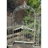 ARCHITECTURAL GARDEN GATE, Regency design, verdigris metal finish, 250cm H x 185cm W x 38cm D.
