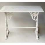 ORANGERY/CENTRE GARDEN TABLE, Victorian variegated white grey marble rectangular with cast white