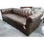 CHESTERFIELD SOFA, tanned leather, 240cm W.