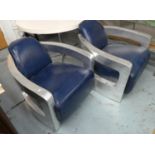 AVIATOR STYLE CLUB CHAIRS, a pair, 73cm approx. (2)