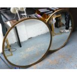 CIRCULAR WALL MIRRORS, a pair, contemporary, gilt framed, 80cm Diam. (2)