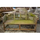 LUTYENS STYLE GARDEN BENCH, weathered teak, 165cm W.