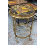 DRINKS TROLLEY, attributed to Maison Bagues with a circular removable tray inset with glass above