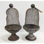 FRENCH STYLE WIRE CLOCHES, a pair, metal, 49cm H. (2)