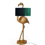 FLAMINGO FLOOR LAMP, with green velvet shade, 140cm H.