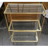 ETAGERE, 1960's French style, gilt metal and glass, 61cm x 31cm x 86cm.