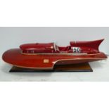 MODEL HYDROPLANE BOAT ON STAND, 80cm L.