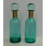 MURANO STYLE DECANTERS, a pair, 54cm H approx. (2)