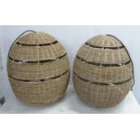 SEMPRE BAOBAB VERTICAL PENDANT LAMPS, a pair, rattan, 57cm H. (2)