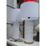 TABLE LAMPS, a pair, 1950's Italian style faux bamboo design, with shades, 72cm H. (2)