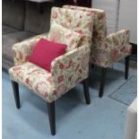 FLORAL CHAIRS, a pair, each 55cm W x 97cm H. (2)