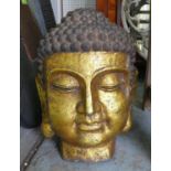 CONTEMPORARY SCHOOL, head of Buddha, gilt finish, 50cm H.