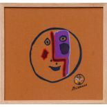PABLO PICASSO 'Visage', on cotton, signed in the plate, 35cm x 35cm, framed and glazed. (Subject