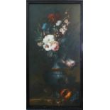 AFTER THE DUTCH SCHOOL, print of a floral still life, framed, 180cm x 95cm.