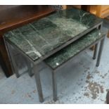 NESTING TABLES, a graduated pair, honed terrazzo tops, 76cm x 38cm x 49cm at largest. (2)