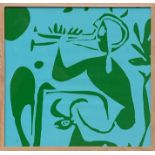 PABLO PICASSO, 'Faun with flute', Bloomcraft fabric, 46cm x 48cm, framed and glazed.