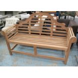 AFTER EDWIN LUTYENS GARDEN BENCH, teak, 165cm W.