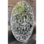 ARCHITECTURAL GARDEN MIRROR, Italian style aged metal finish, 151cm x 102cm.