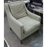 ARMCHAIR, striped chenille, 68cm W x 97cm H.