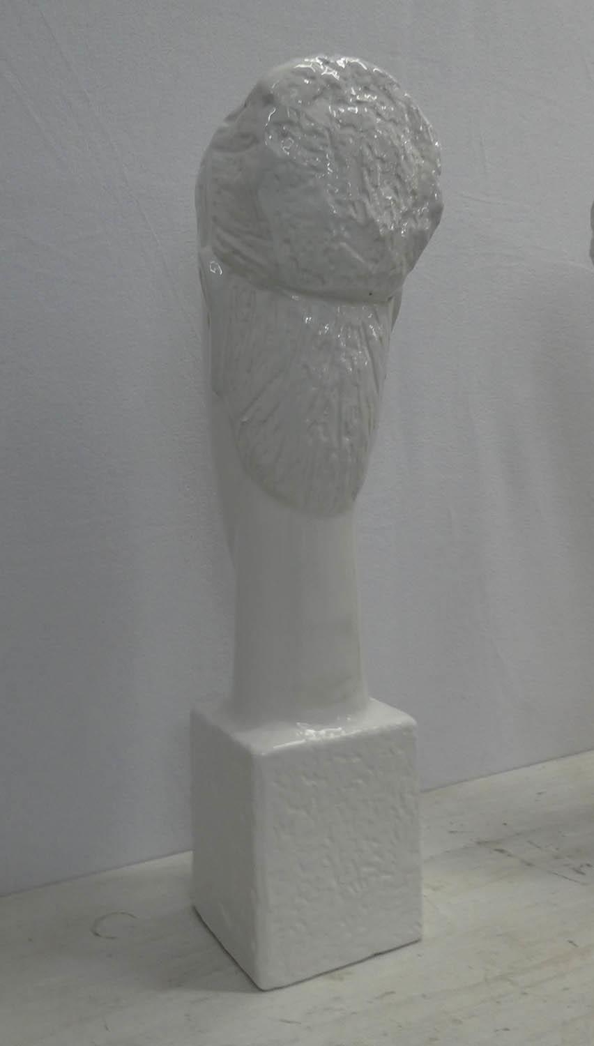 CONTEMPORARY SCHOOL, untitled ceramic busts, a pair, 61cm H. (2) - Image 3 of 3