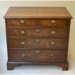 CHEST, early 18th century English Queen Anne walnut with two short and three long drawers, 57cm x