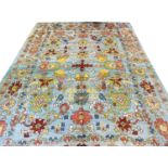 FINE CONTEMPORARY BOULO OUSHAK CARPET, 410cm x 292cm, duck egg blue field.