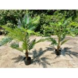 FAUX MAJESTY PALM TREES, a pair, potted, 120cm H. (2)