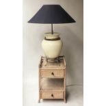 TIMOTHY OULTON SHADE LAMP, Chinese ceramic vase shaped eggshell crackelure and bronze mounted with