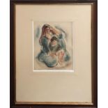 THOMAS DE MELLO (b. 1906-1990) 'Woman and Child', ink and watercolour, 27cm x 21cm, signed and