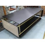 LOW TABLE, with caned end panels, 50cm x 36cm H x 108cm.