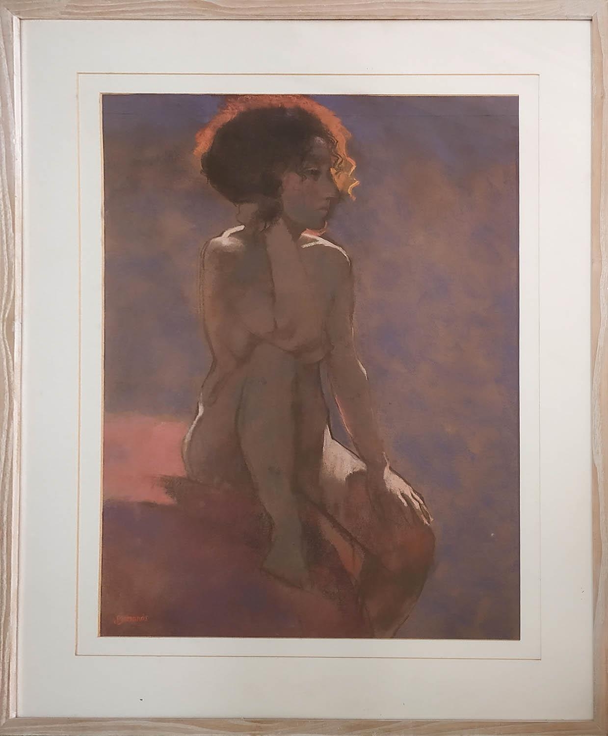 KEN SYMONDS PS 'Nude Study - Kate', pastel, 73cm x 53cm, signed and framed. (Subject to ARR - see