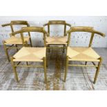 FAUX BAMBOO WISHBONE STYLE CHAIRS, a set of four, Hans J Wegner inspired, 81cm H x 57cm W. (4)