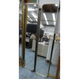 FLOOR STANDING DRESSING MIRRORS, a pair, 1960's French style, gilt finish frames, 150.5cm x 30.