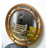 WALL MIRROR, circular gilt, 108cm diam. (with a fault)
