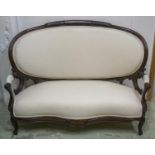 CANAPE, Napoleon III rosewood, circa 1870, upholstered in calico, 147cm W.