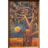 FAITH GIBBON RA (20th Century British) 'Tree at Sunset', oil on canvas, signed lower right and dated