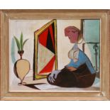 PABLO PICASSO, 'Femme au miroir', quadrichrome, 50cm x 65cm, framed and glazed.
