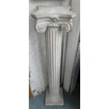 IONIC COLUMN PLASTER PEDESTAL, 108cm H x 25cm x 25cm.