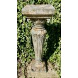 ARCHITECTURAL JARDINIERE STAND, faux aged stone with foliate details.