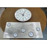 AVIATOR STYLE CLOCKS, a collection of two, including a wall and world time clock, 79cm x 37cm x