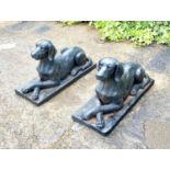 RECUMBENT HOUNDS, a pair, faux bronze, 48cm H x 81cm x 29cm. (2)