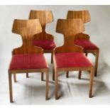 MEREDEW DINING CHAIRS, a set of four, 1960's modernist teak plywood and oak. (4)