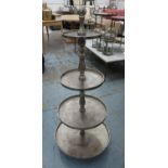CAKE STAND, of large proportions, polished metal, 123cm H approx.