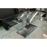 DINING TABLE, glass, 95cm D x 183cm L x 78cm H.