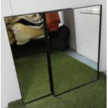 WALL MIRRORS, a pair, contemporary slim black framed design, 90cm x 60cm. (2)