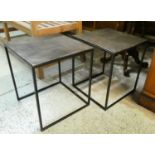 SIDE TABLES, a pair, contemporary bronzed tops, 40cm x 40cm x 47cm. (2)