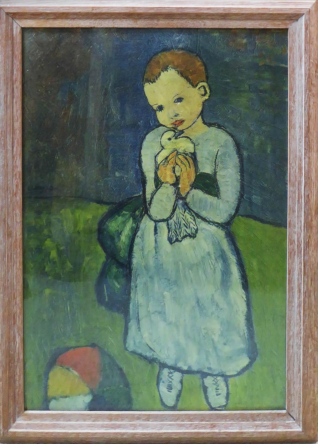AFTER PABLO PICASSO, 'Girl with dove', quadrichrome, 75cm x 53cm, framed and glazed.