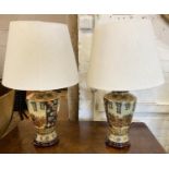 TABLE LAMPS, a pair, Asian, gilt detail with shades, 67cm H including shades. (2)